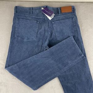 Ralph Lauren Purple Label Corduroy Pant Men 38x32 Blue Slim Fit Stretch NWT $595